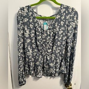 Floral Ruched Blouse